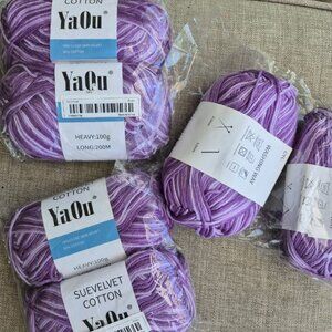 Cotton velvet yarn-6 skeins-new